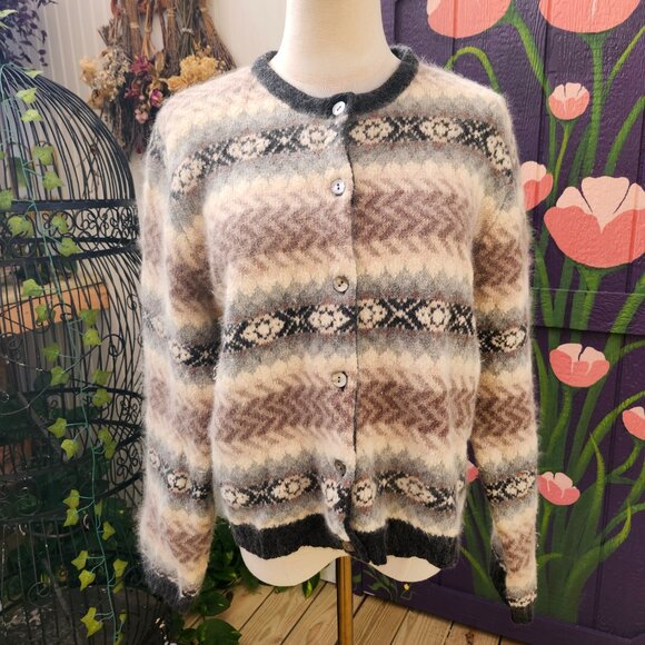 Vintage Valerie Stevens Furblend Angora & Lambswool Button Up Cardigan Sweater - Picture 5 of 15